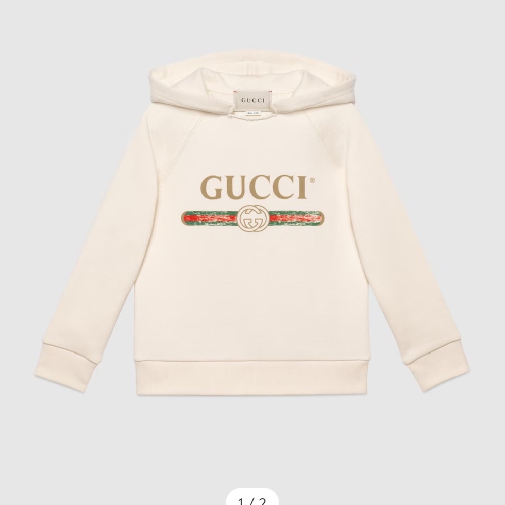 Gucci Cream Sweatshirt Hoodie with Vintage Logo